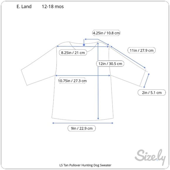 E. Land Long Sleeve Tan Shoulder Button Pullover Hunting Dog Sweater 12-18 mos - Picture 7 of 7
